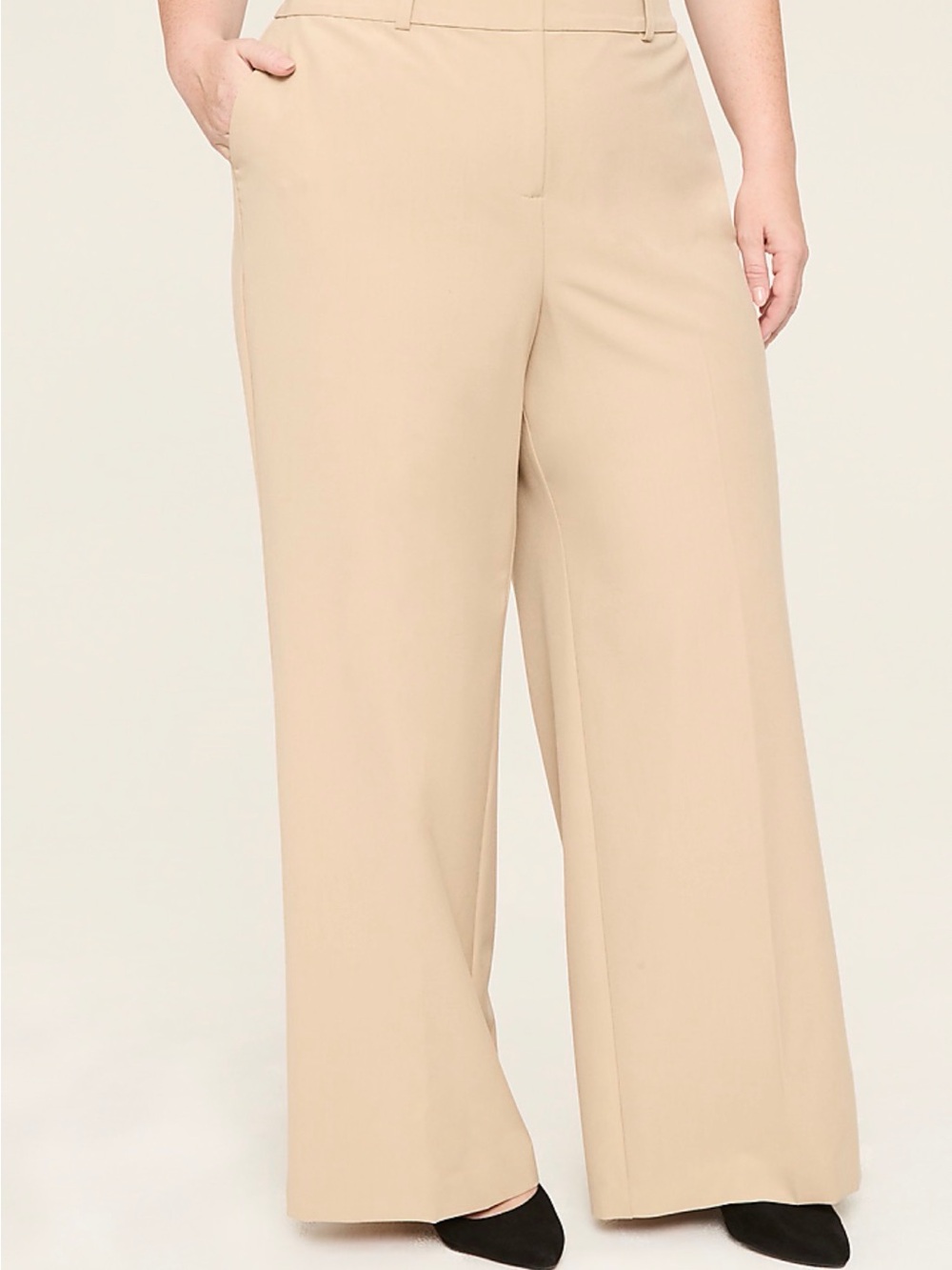 Lane Bryant Perfect Drape Wide-Leg Pants in Beige NWT Size 16